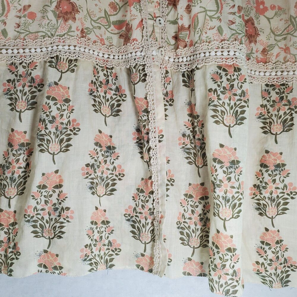 sz L Let Me Be Anthropology Wonton Flower Print Maxi Dress Free People Letmebe - Picture 9 of 14